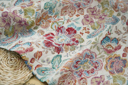 Floral Jacquard Fabric: Oil Painting Style, Upholstery Sewing Material - 59"W