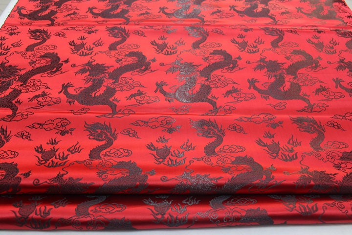 Chinese Dragon robe, cheongsam, Tibetan robe, spinning Fabric, silk, satin, and brocade, 35"W