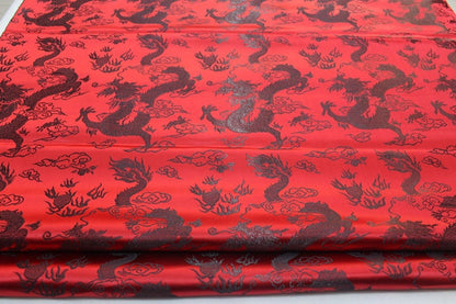 Chinese Dragon robe, cheongsam, Tibetan robe, spinning Fabric, silk, satin, and brocade, 35"W