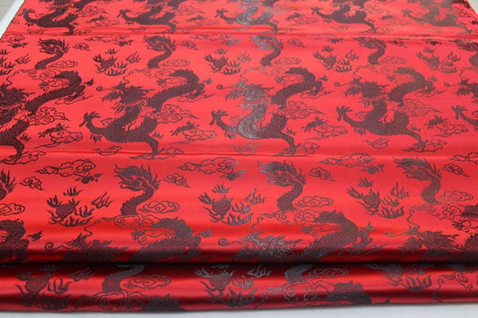 Chinese Dragon robe, cheongsam, Tibetan robe, spinning Fabric, silk, satin, and brocade, 35"W