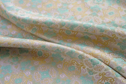 Pomegranate Flower Silk Brocade Fabric: Emperor Tibetan Style, Upholstery & Costume