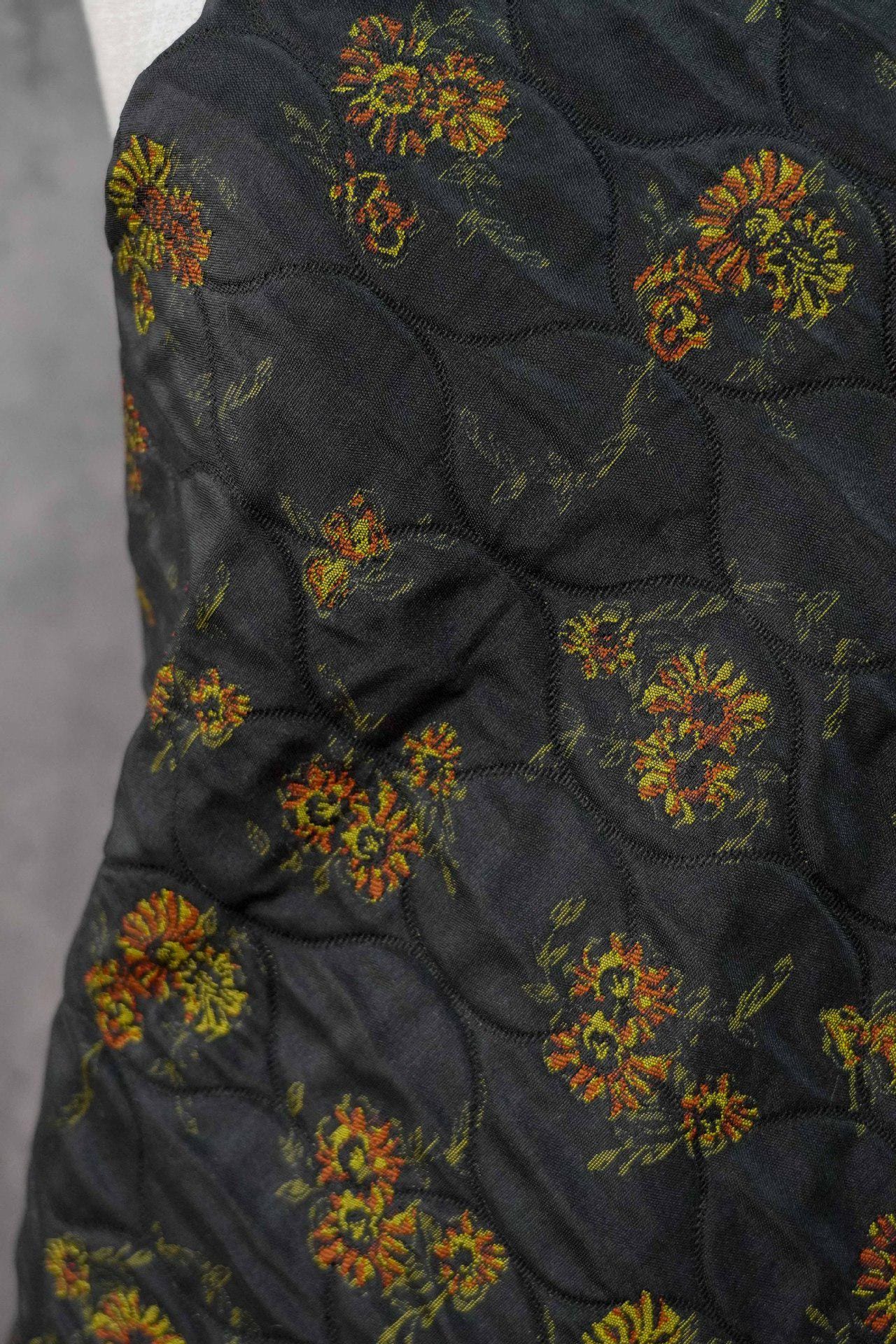 Embossed Floral Quilted Jacquard Fabric: Polyester Blend Upholstery