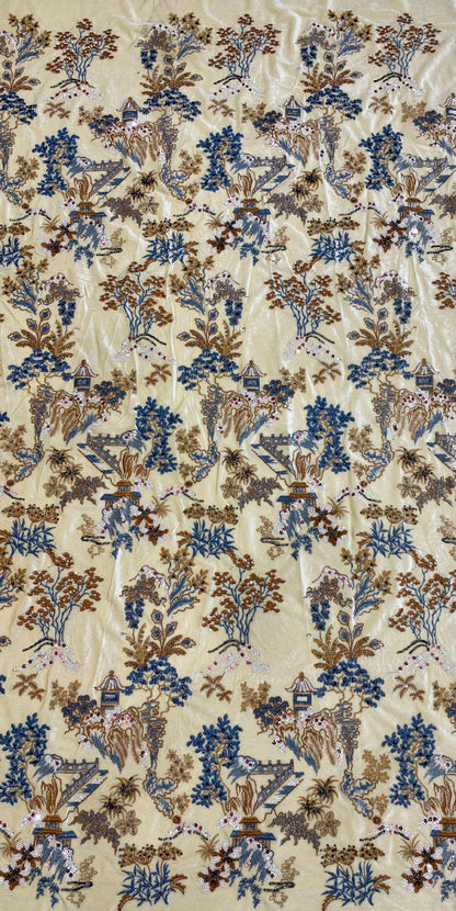 Beaded Sequin Embroidery Fabric with Velvet Base ��� DIY Dressmaking, Gowns, Costum"Wide