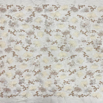 Embroidered Sequin Chiffon Fabric - Colorful Floral Design (45"W)