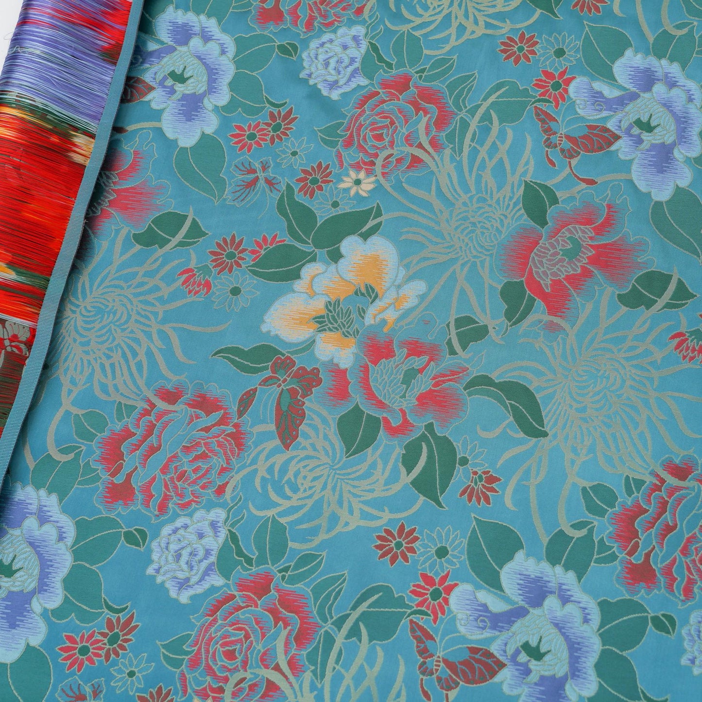 Tissu brocart de soie à motif pivoine : 150 cm de large, pour ameublement et rideaux chinois