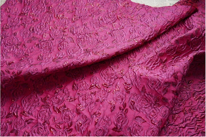 Gold Thread Floral Jacquard Fabric - 52" Wide, Prom/Upholstery