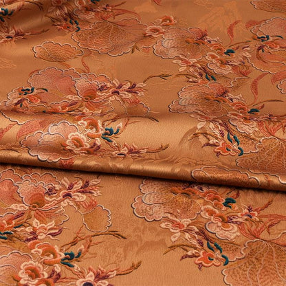 Ancient Painting Tea Silk Satin Fabric: 59"W Upholstery, Costume, Drapery