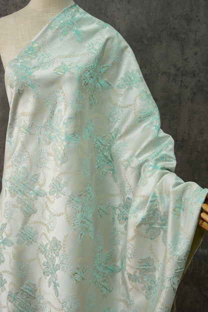Metallic Brocade Fabric: 58"W Damask Jacquard with Gold Thread