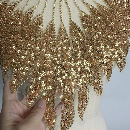 Gold Sequin Embroidered Collar Appliqu��: DIY Clothing Accessory (50x3