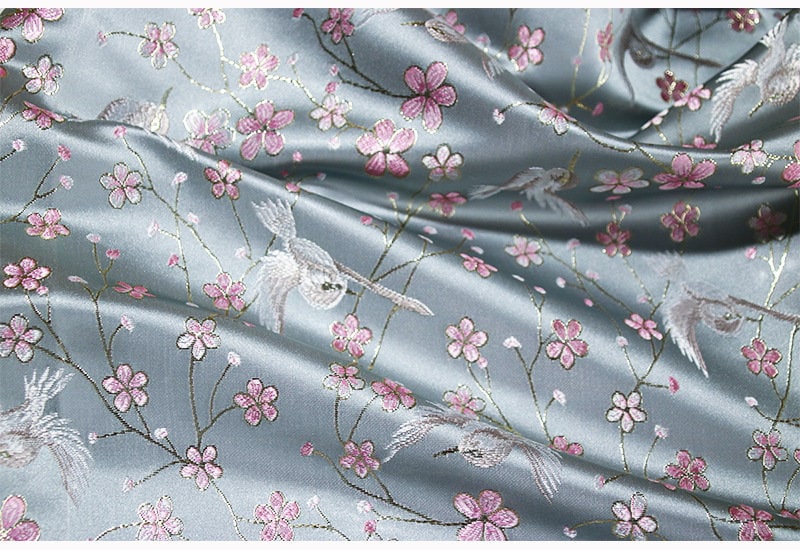 Bird Jacquard Brocade Fabric: 57"W Silk Rayon Damask