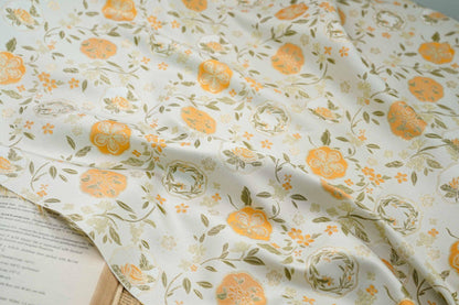 Tissu brocart champagne à motif floral : jacquard chinois, largeur 150 cm