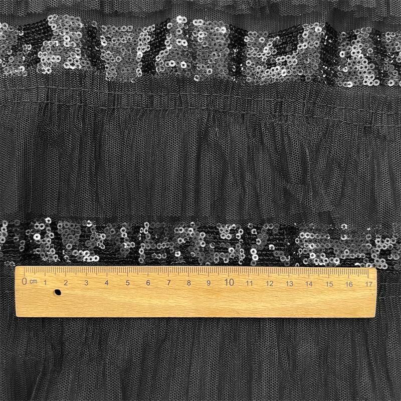 Pleated Sequin Lace Fabric: 3D Embroidery, 50"W, For Sewing & DIY