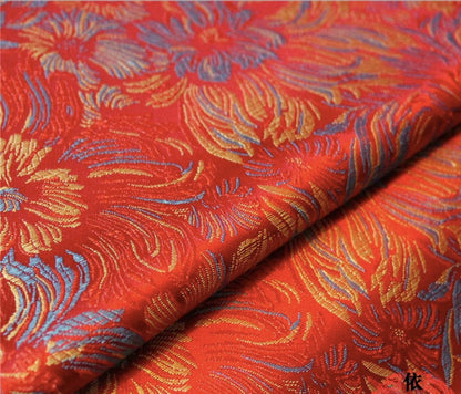 Chrysanthemum Silk Brocade Fabric: Colorful Cheongsam Qipao Sewing Material