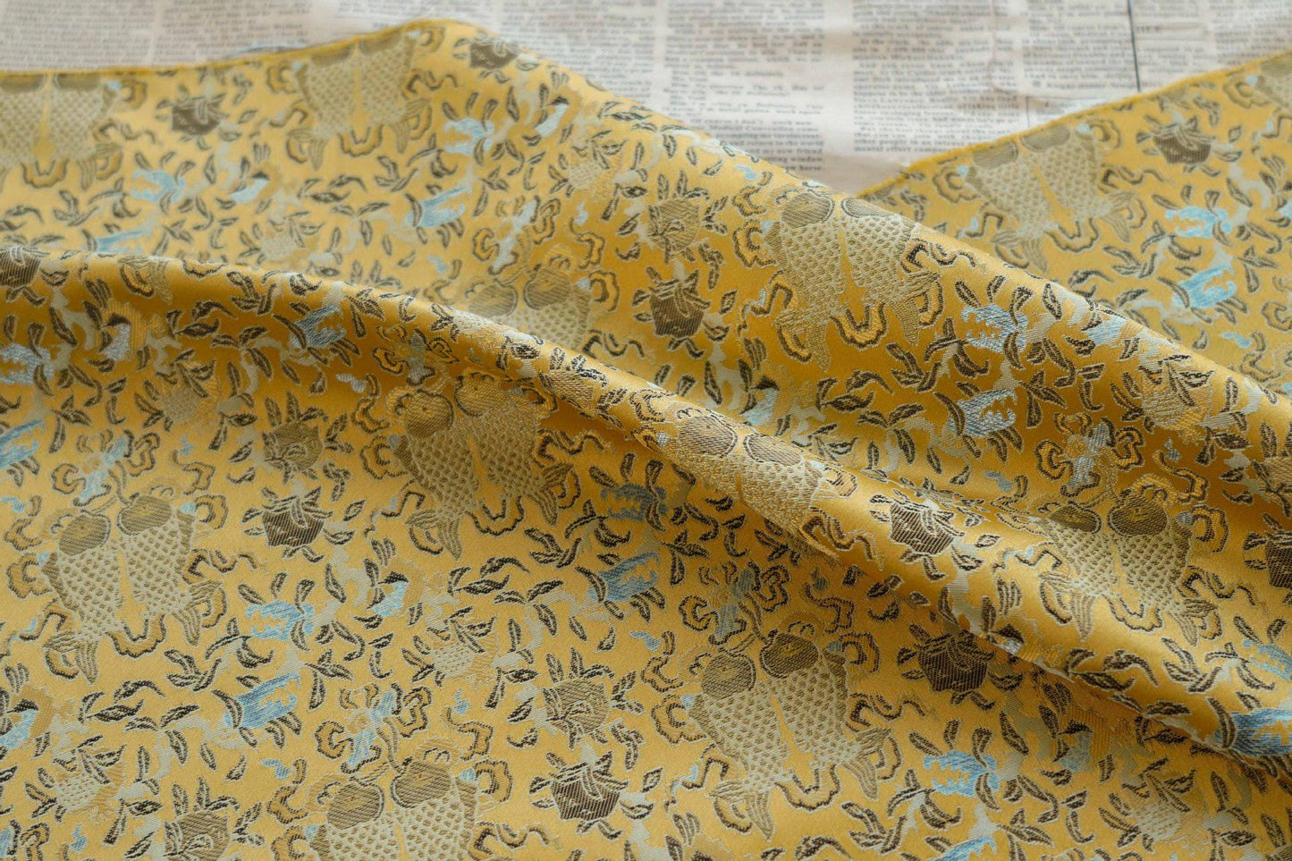 Pisces Fish Brocade Fabric: 58"W Chinese Style Sewing Material