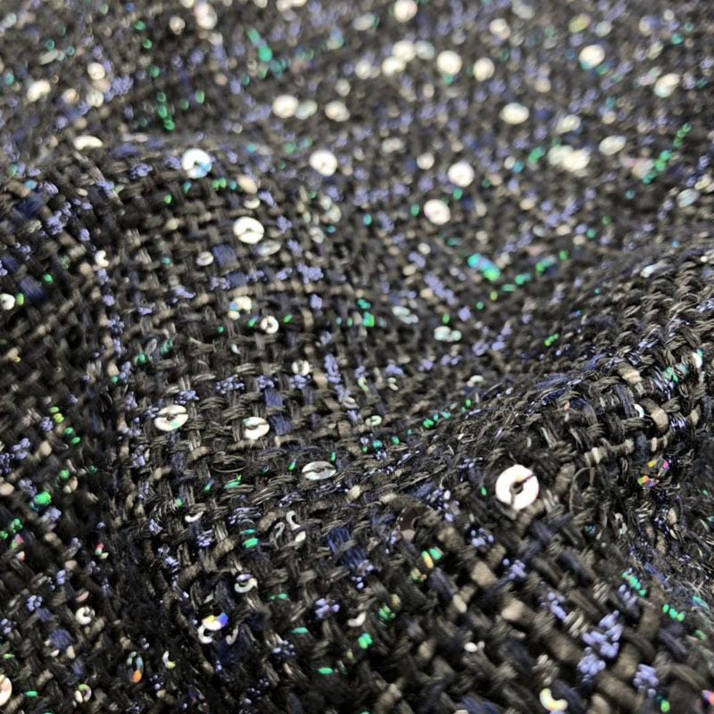 Sequin Tweed Fabric: Coarse Woven Sparkle Material - 59"W