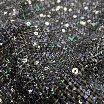 Sequin Tweed Fabric: Coarse Woven Sparkle Material - 59"W