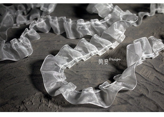 Pleated Tulle Lace Fabric: 1.2" Ruffle Trim, Doll & Wedding Decor