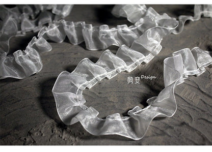 Pleated Tulle Lace Fabric: 1.2" Ruffle Trim, Doll & Wedding Decor