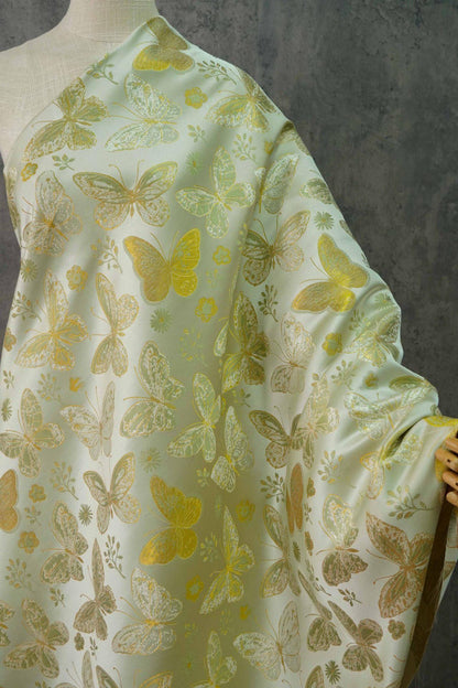 Gold Butterfly Brocade Fabric: Nishijin Kimono Style, 60" Wide