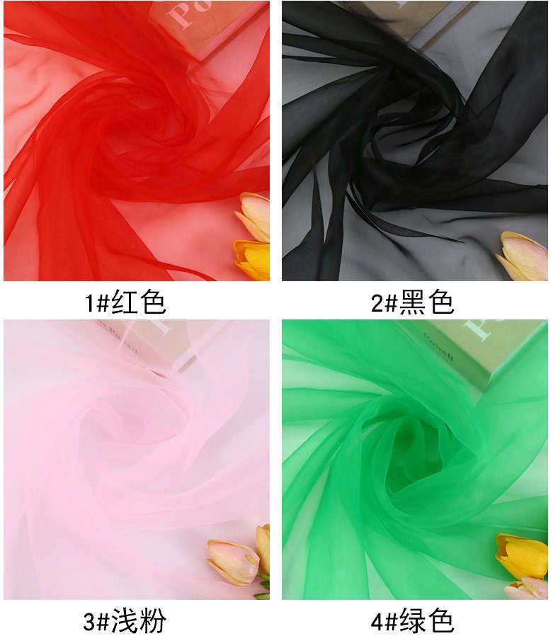Tissu organza : tulle transparent de 150 cm de large pour robes, décorations et costumes.