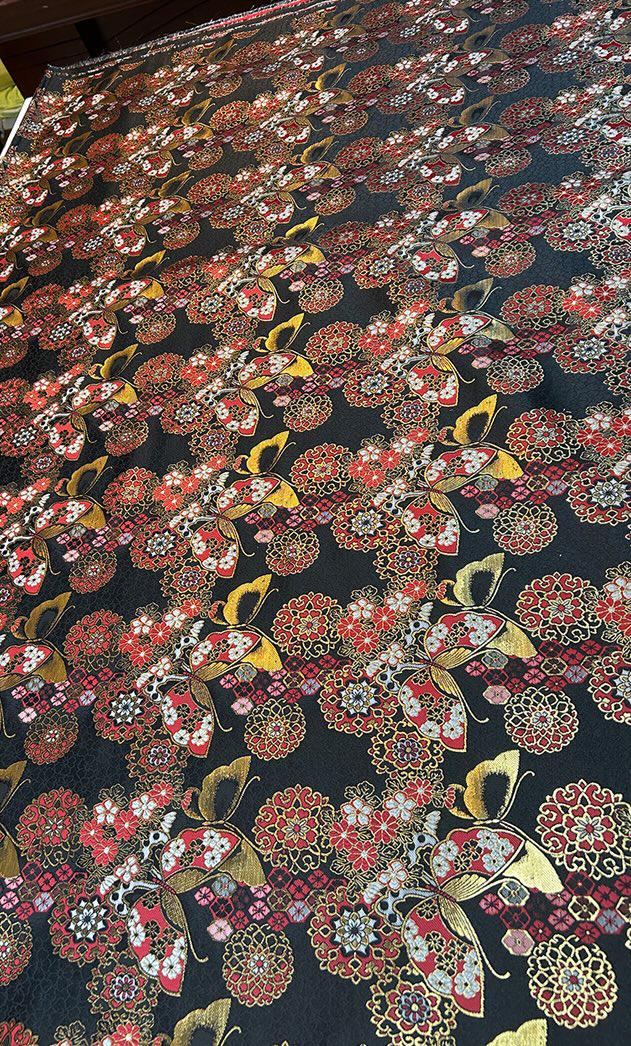 Nishijin Brocade Fabric: Japanese Butterfly Flower Style (by the meter)