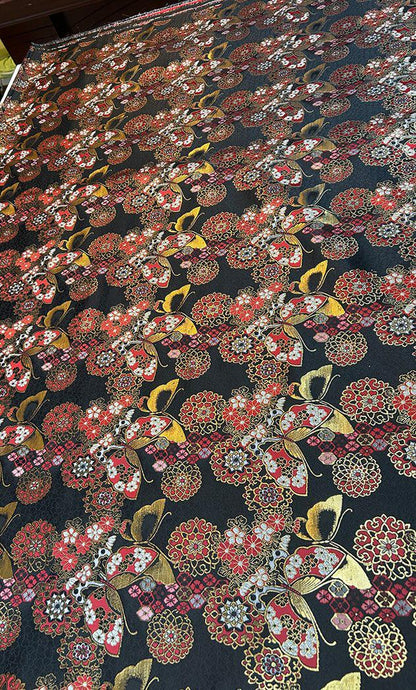 Nishijin Brocade Fabric: Japanese Butterfly Flower Style (by the meter)