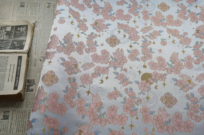 Golden Song Brocade Jacquard ��� Jade Rabbit and Begonia Blossom Desi"Wide