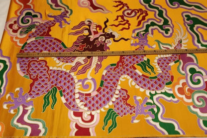 Tissu brocart de soie brodé à double dragon - Modèle de cheongsam de mariage