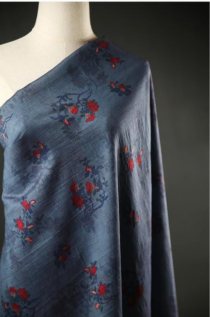 Floral Tencel Ramie Fabric: Sewing Material for Dress, Kimono, Decor - By Meter