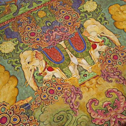 Elephant Pattern Shantung Fabric: 55"W Rayon Upholstery, Costume, Scarf