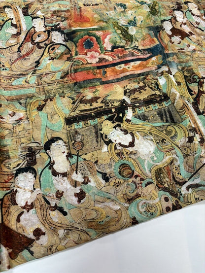 Dunhuang Fresco Buddha Fabric: Asian Chinese Style Tencel (55"W)