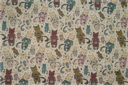 Cat Zoo Jacquard Fabric: Autumn Winter Upholstery, Sewing Material (59"W By 1 Meter)