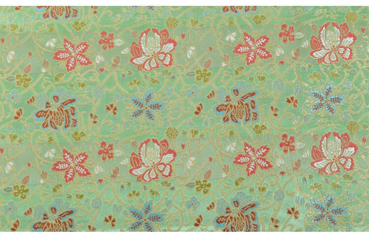 Nishijin Crane Kinran Fabric: Black Jacquard Silk Brocade Damask (29.5" Width)