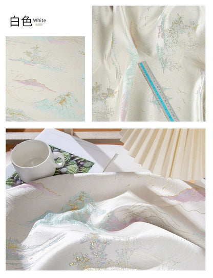 Gold Thread Jacquard Fabric: 3D Texture Upholstery, 56" Wide