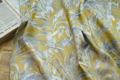 Gold Thread Bird Jacquard Fabric: Embossed Upholstery, Costume, Decor (By The Meter)