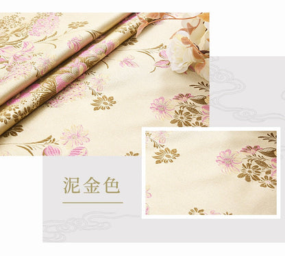 Peony Jacquard Brocade Fabric: Chinese Damask, 59" Wide