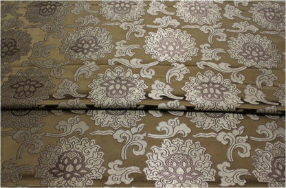 Tissu brocart de soie à motif de lotus : décoration chinoise rétro, matelassage, costume - 75 cm de large