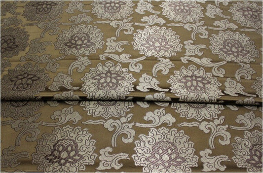 Lotus Flower Silk Brocade Fabric: Retro Chinese Decor, Quilting, Costume - 29.5"W