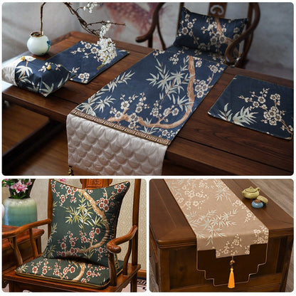Bamboo Jacquard Fabric: Floral Upholstery, Costume & Decor - 58"W