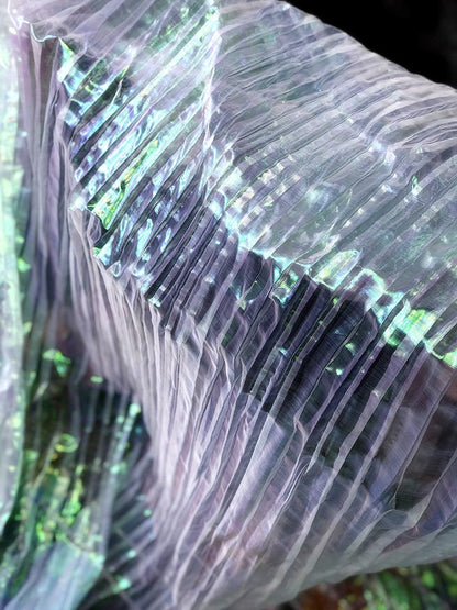 Mermaid Iridescent Organza Fabric: Reflective Water Texture, 57" Wide
