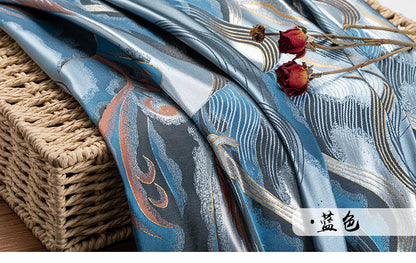 Japanese Nishijin Silk Brocade Fabric: 3D Wave Jacquard, Upholstery & Sewing, 29.5"/59" Wide