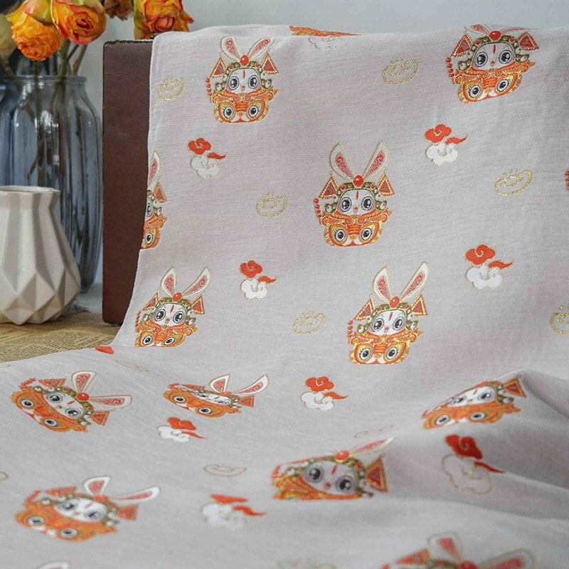 Lord Rabbit Jacquard Fabric: 59"W Chinese Chenille Tapestry