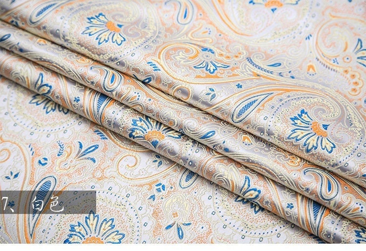 Silk Brocade Damask Fabric: Paisley Phoenix Tail Cheongsam Upholstery
