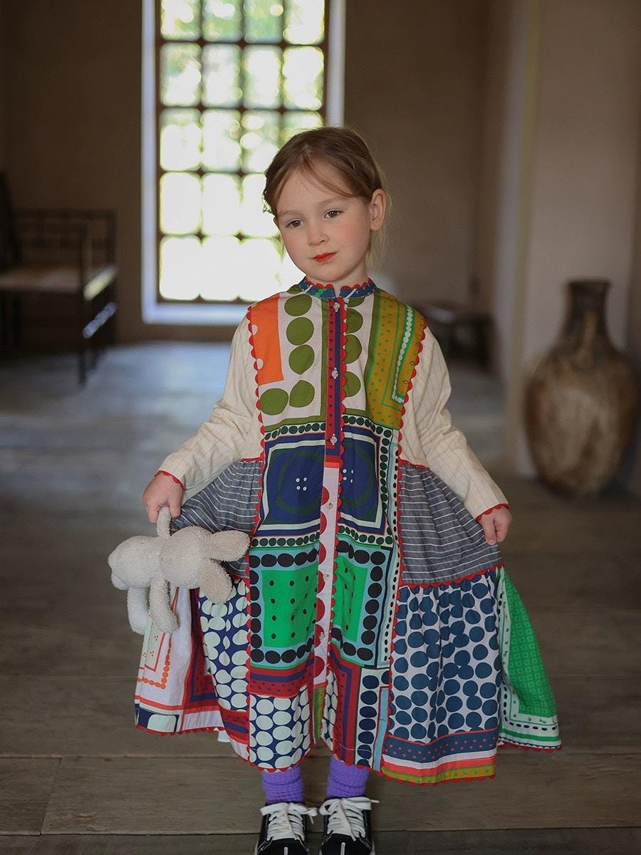 1960s Geometric Cotton Fabric: Mid-Century Modern Print, 58" Wide