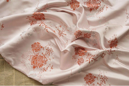 Floral Silk Brocade Fabric: 63"W Rayon Blend, Upholstery, Costume - By The Meter