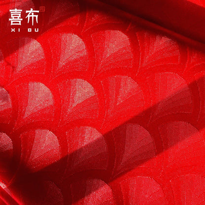 Leaf Brocade Silk Satin Fabric: Antique Cheongsam Hanfu Material