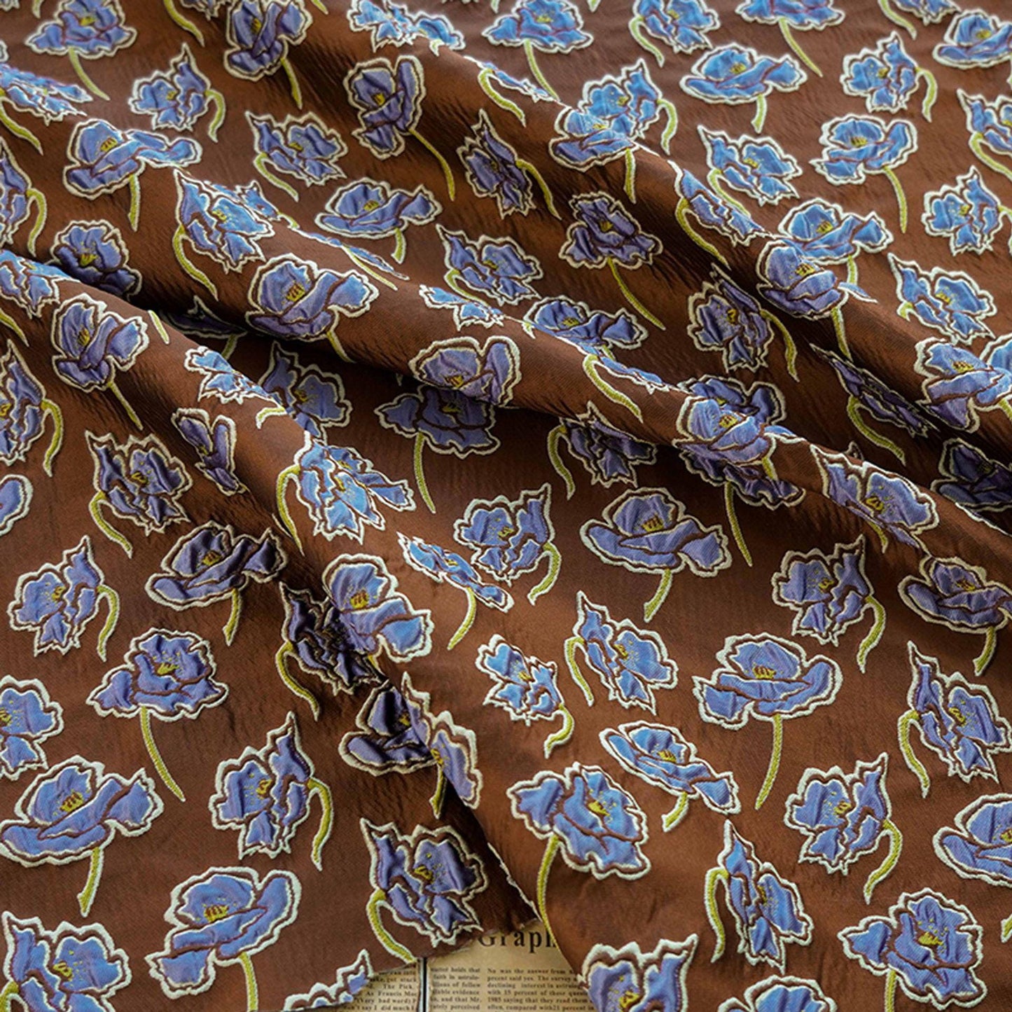 Floral Jacquard Woven Fabric: 3D Embossed Upholstery, Costume, Sewing DIY (55"W)