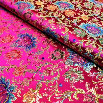 Lotus Damask Silk Brocade Fabric: Tibetan Buddhism Costume Decor