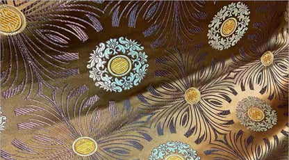 Brocart de soie à motif floral : ameublement et couture, largeur 75 cm