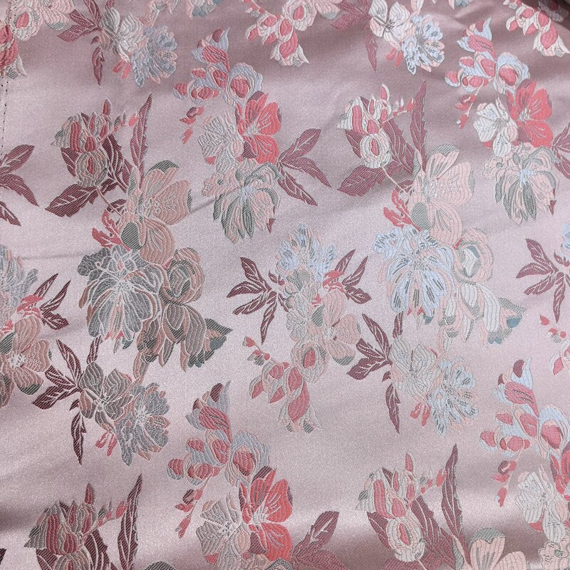 Hibiscus Damask Brocade Fabric: 59"W Rayon Asian Fabric